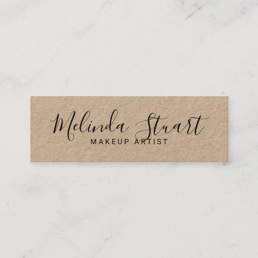 Professioneel modern Script Kraft Paper Mini Visitekaartje (Voorkant)