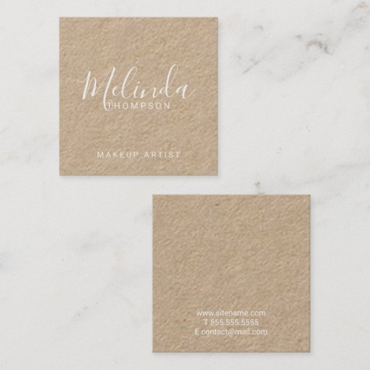Professioneel modern Script Kraft Paper Vierkante Visitekaartje (Voorkant / Achterkant)