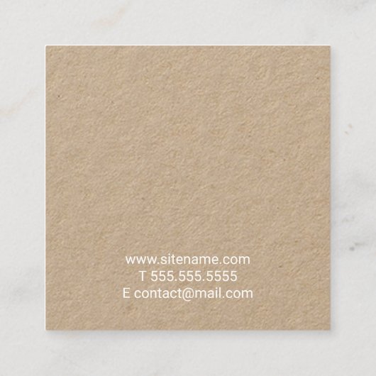 Professioneel modern Script Kraft Paper Vierkante Visitekaartje (Achterkant)
