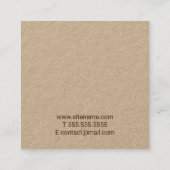 Professioneel modern Script Kraft Paper Vierkante Visitekaartje (Achterkant)