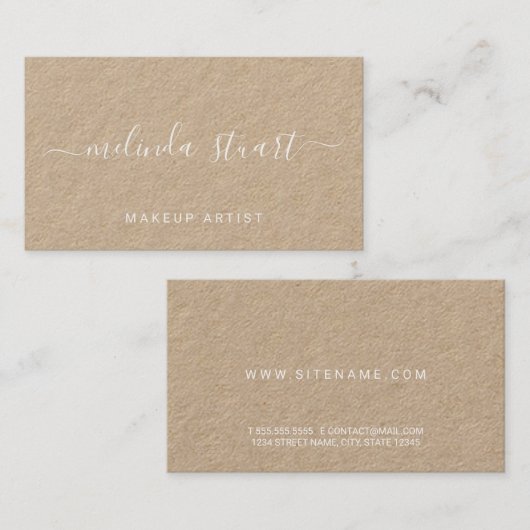 Professioneel modern Script Kraft Paper Visitekaartje (Voorkant / Achterkant)