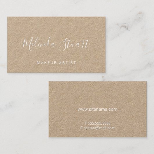 Professioneel modern Script Kraft Paper Visitekaartje (Voorkant / Achterkant)