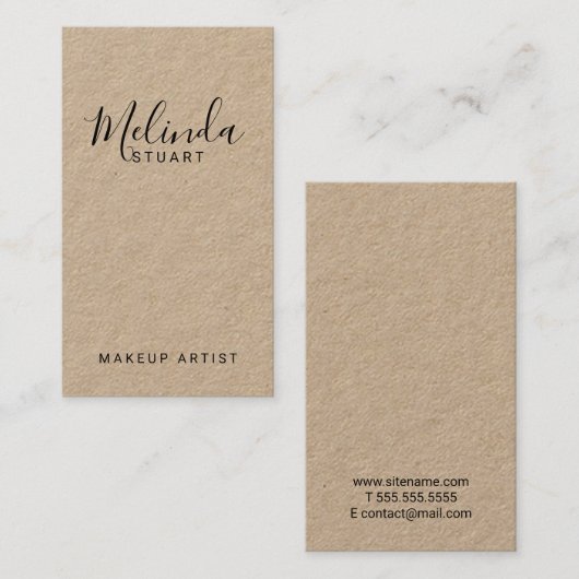 Professioneel modern Script Kraft Paper Visitekaartje (Voorkant / Achterkant)