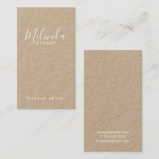 Professioneel modern Script Kraft Paper Visitekaartje (Voorkant / Achterkant)