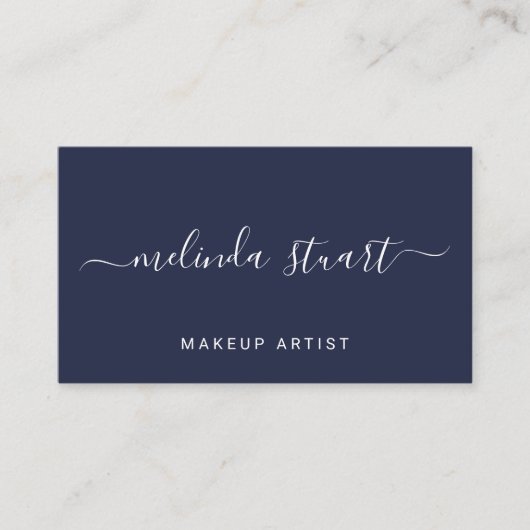 Professioneel modern Script Navy Blue Visitekaartje (Voorkant)