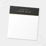 Professioneel modern script notitieblok<br><div class="desc">Professioneel,  modern notitieblok met een naam in gouden,  moderne scriptletterstijl met aangepaste tekst in gouden moderne sans serif lettertypestijl,  zwart met gouden streep bovenrand,  op witte achtergrond. Opmerking: de foliedetails worden gesimuleerd in de illustratie. Bij de vervaardiging van dit product wordt geen folie gebruikt.</div>
