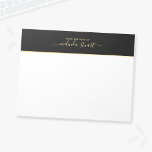 Professioneel modern script notitieblok<br><div class="desc">Professionele Moderne Blocnote met naam in gouden moderne stijl van de manuscriptdoopvont met douanetekst in gouden moderne sans serif doopvontstijl,  op zwarte met gouden streep bovengrens,  op witte achtergrond. Opmerking: de foliedetails worden gesimuleerd in de illustratie. Bij de vervaardiging van dit product wordt geen folie gebruikt.</div>