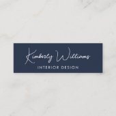 Professioneel, modern script QR-code blauw Mini Visitekaartje (Voorkant)