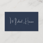 Professioneel, modern script QR-code blauw Visitekaartje (Voorkant)