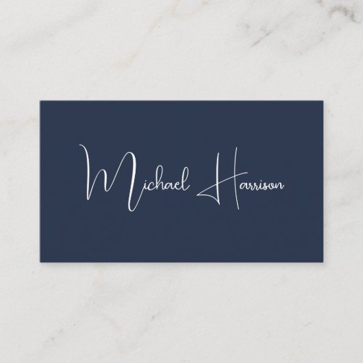 Professioneel, modern script QR-code blauw Visitekaartje (Voorkant)