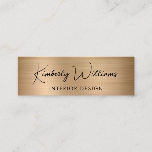 Professioneel, modern script QR Code Gold Mini Visitekaartje (Voorkant)