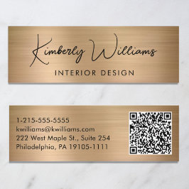 Professioneel, modern script QR Code Gold Mini Visitekaartje