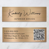 Professioneel, modern script QR Code Gold Mini Visitekaartje