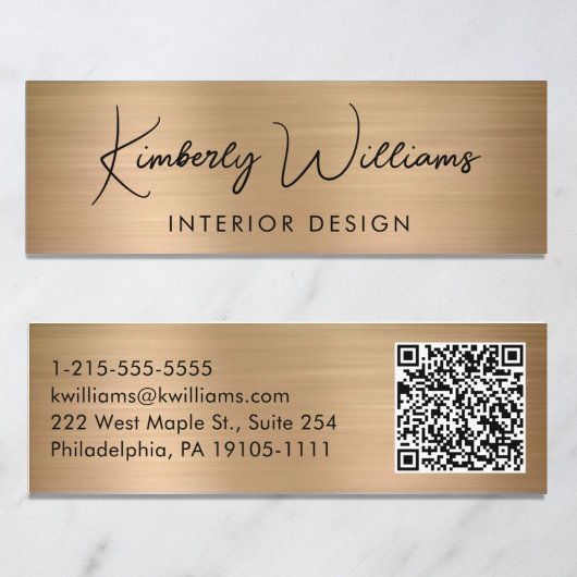 Professioneel, modern script QR Code Gold Mini Visitekaartje