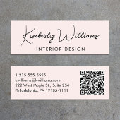 Professioneel Modern Script QR Code Roze Mini Visitekaartje