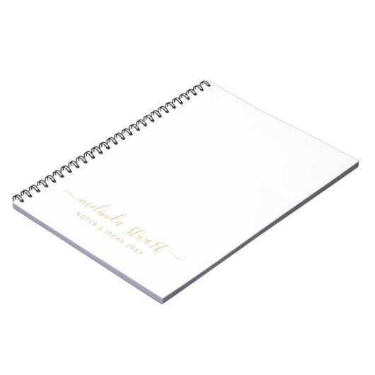 Professioneel, modern script, wit en goud notitieboek (Linkerzijde)