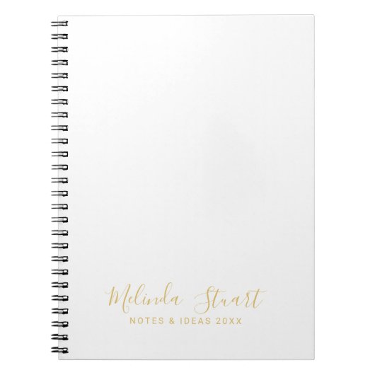 Professioneel, modern script, wit en goud notitieboek (Voorkant)