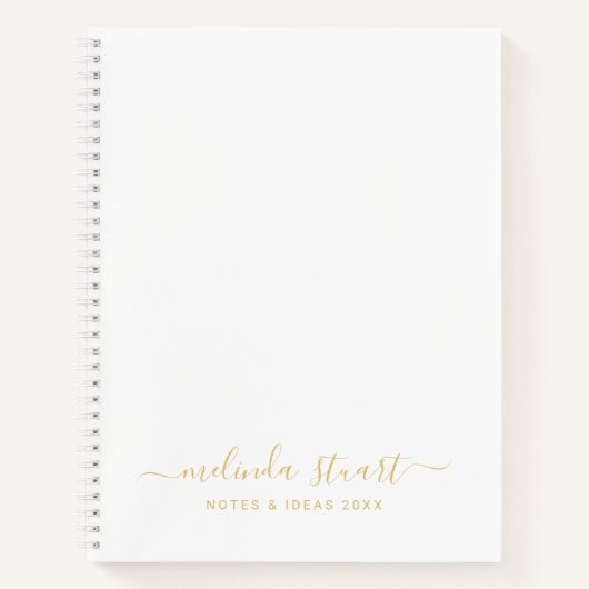 Professioneel, modern script, wit en goud notitieboek (Voorkant)