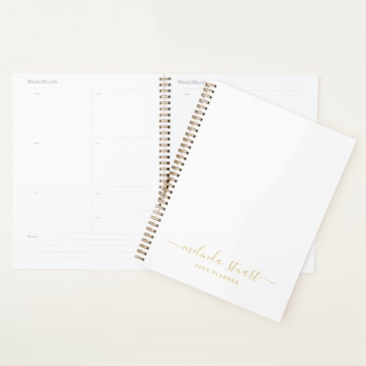 Professioneel, modern script, wit en goud planner (Display)