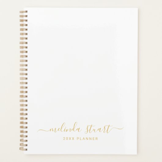 Professioneel, modern script, wit en goud planner (Voorkant)