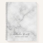 Professioneel modern script — witte marmer notitieboek (Voorkant)