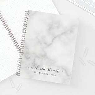 Professioneel, modern script — witte marmer notitieboek