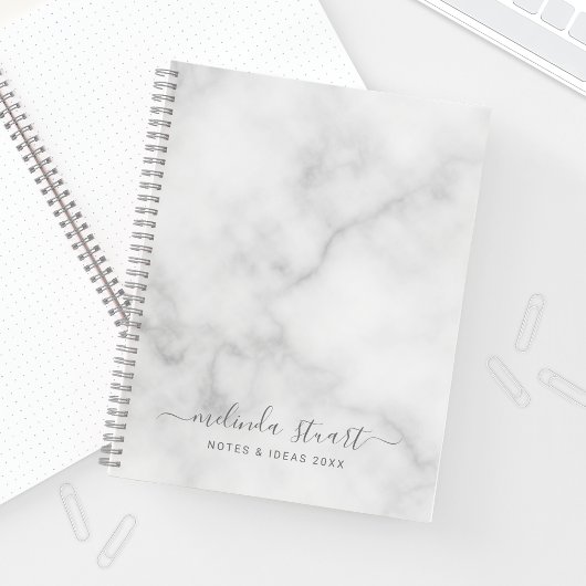 Professioneel modern script — witte marmer notitieboek