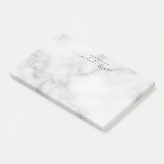 Professioneel modern script — witte marmer post-it® notes (Schuin)
