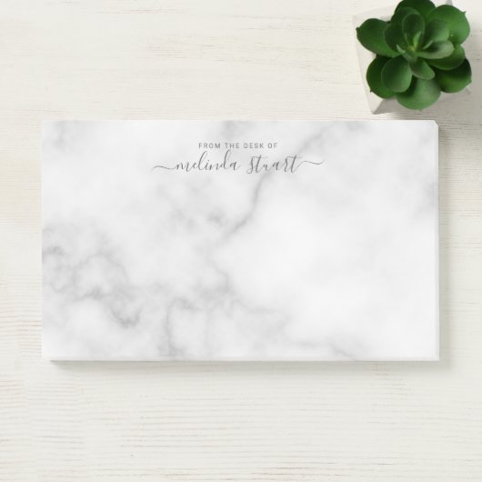 Professioneel modern script — witte marmer post-it® notes (Kantoor)