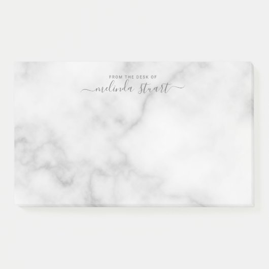 Professioneel modern script — witte marmer post-it® notes (Voorkant)