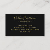 Professioneel Modern Script Zwart Goud Monogram Visitekaartje (Achterkant)