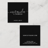 Professioneel, modern script zwart vierkante visitekaartje (Voorkant / Achterkant)