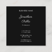 Professioneel, modern script zwart, zwart, zwart vierkante visitekaartje (Achterkant)