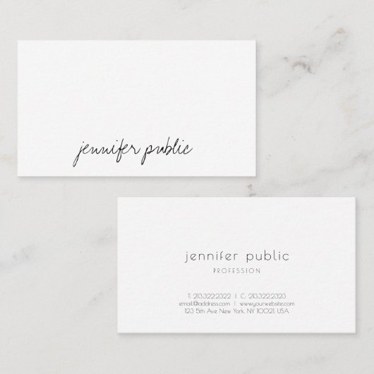 Professioneel Modern Sjabloon Elegant Handschrift Visitekaartje (Voorkant / Achterkant)