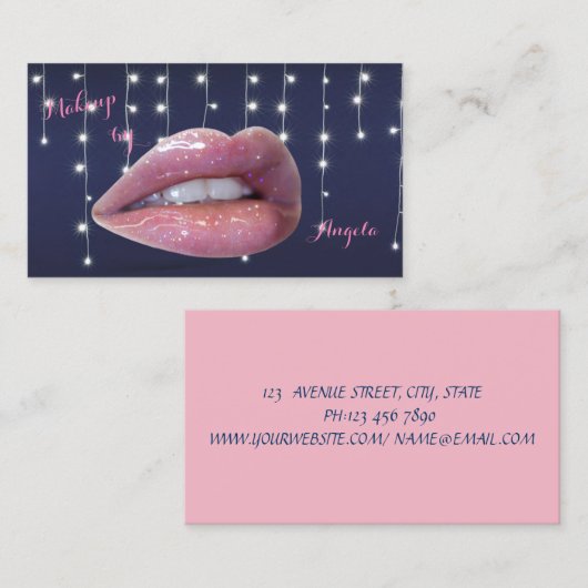 Professioneel, modern, stijlvol - Lips, make-up Visitekaartje (Voorkant / Achterkant)