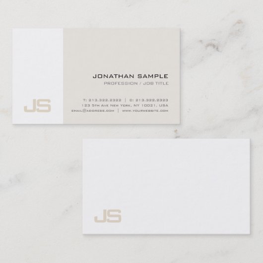 Professioneel Modern Stijlvol Monogrammed Ontwerp Visitekaartje (Voorkant / Achterkant)
