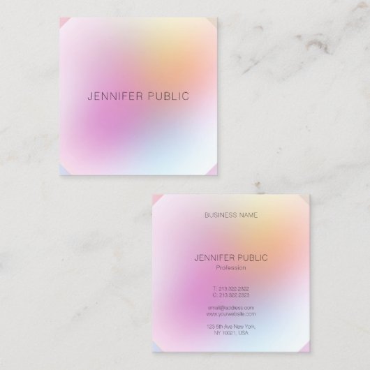 Professioneel Modern Trendy Elegant Kleurrijk Ontw Vierkante Visitekaartje (Voorkant / Achterkant)