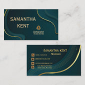 Professioneel Modern turquoise & Goud Visitekaartj Visitekaartje (Voorkant / Achterkant)