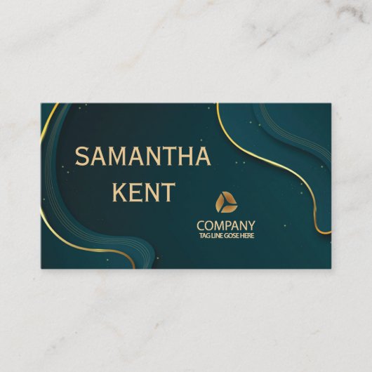 Professioneel Modern turquoise & Goud Visitekaartj Visitekaartje (Voorkant)