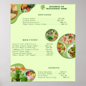 Professioneel Modern Vegan Gezond Voedsel Menu Gro Poster (Voorkant)