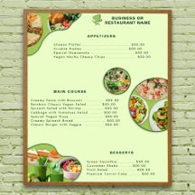Professioneel Modern Vegan Gezond Voedsel Menu Gro