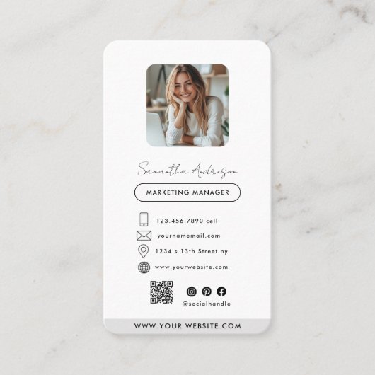 Professioneel modern Visitekaartje met foto en QR (Voorkant)