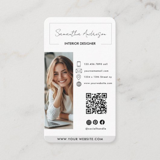 Professioneel modern Visitekaartje met foto en QR (Voorkant)