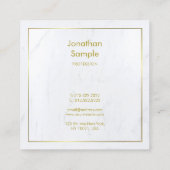 Professioneel Modern Wit Marmer Goud Script Luxe Vierkante Visitekaartje (Achterkant)