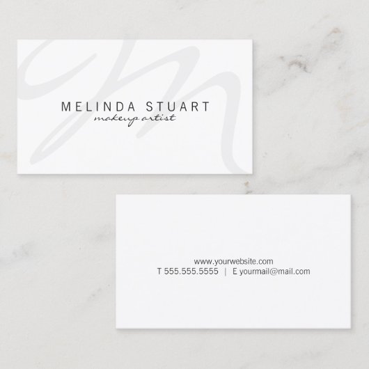 Professioneel modern wit monogram visitekaartje (Voorkant / Achterkant)