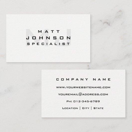 Professioneel modern wit Visitekaartje (Voorkant / Achterkant)