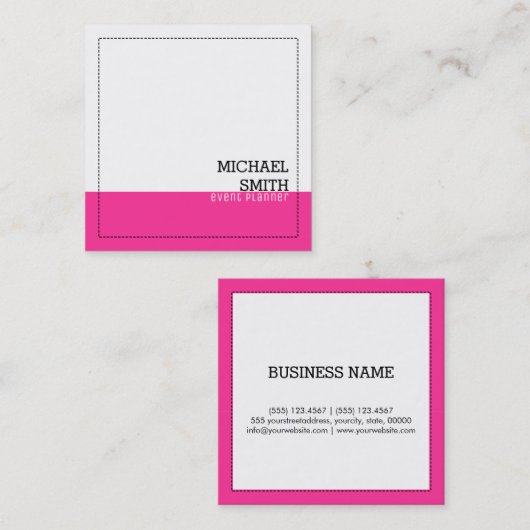 Professioneel, modern, wit, warm roze vierkante visitekaartje (Voorkant / Achterkant)