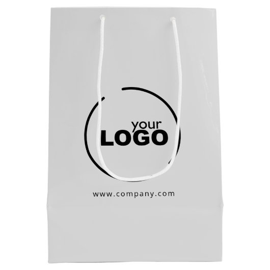 Professioneel modern zakelijk logo grijs medium cadeauzakje (Achterkant)