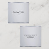 Professioneel Modern Zilver Elegant Handgeschreven Vierkante Visitekaartje (Voorkant / Achterkant)