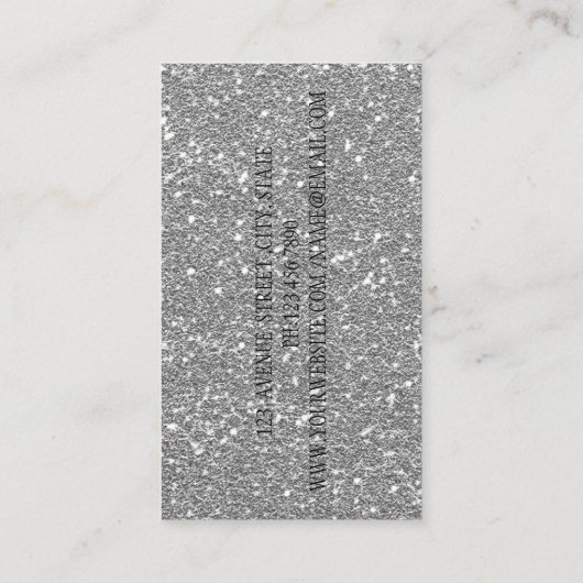 Professioneel, modern, zilver glitter visitekaartje (Achterkant)